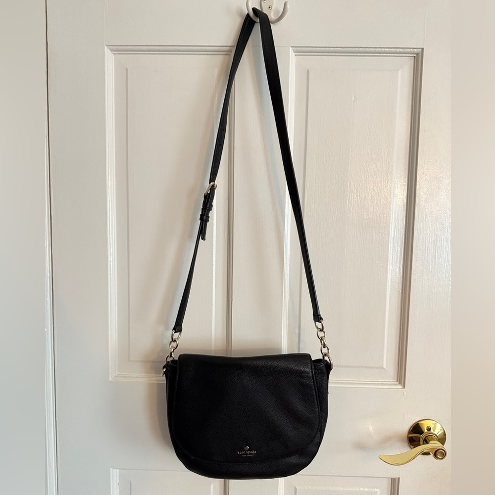 kate spade Black Leather Crossbody with Gold-Tone Accents